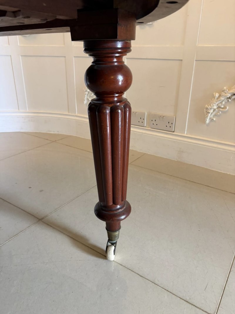 Antique Victorian Mahogany Extending Dining Table, Wind Out Oval Dining Table on Castors - Image 10
